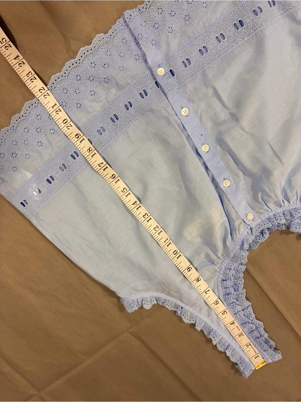 Madewell Light Blue Lace-Trim Button Front Tank - Picture 5 of 7